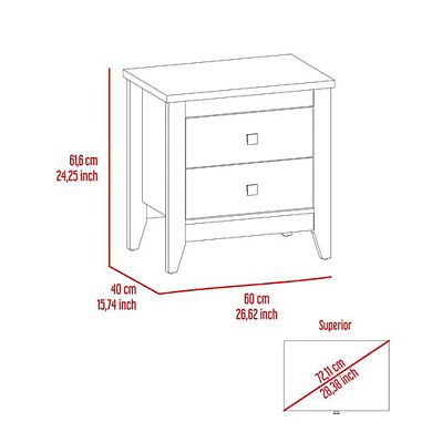 DEPOT E-SHOP Oasis Nightstand, Two Drawers, Four Legs, Superior Top, Black