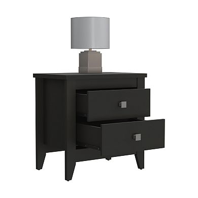 DEPOT E-SHOP Oasis Nightstand, Two Drawers, Four Legs, Superior Top, Black