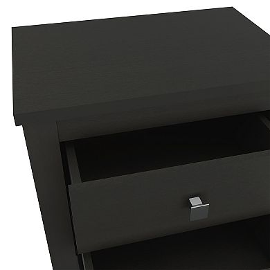 DEPOT E-SHOP Oasis Nightstand, Two Drawers, Four Legs, Superior Top, Black