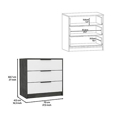 DEPOT E-SHOP Egeo 3 Drawers Dresser, Superior Top