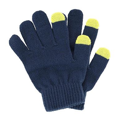 Polar Extreme Boy's One Size Double Stripe Hat And Texting Glove Set