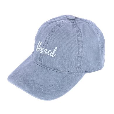 David & Young Women's Blessed Embroidered Denim Baseball Cap Hat