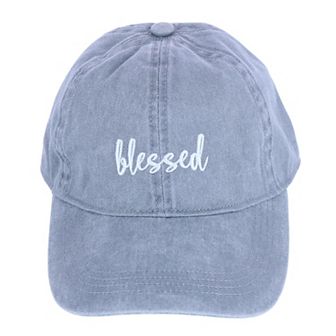 David & Young Women's Blessed Embroidered Denim Baseball Cap Hat