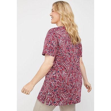 Catherines Women's Plus Size Petite Easy Fit Short Sleeve Scoopneck Tunic