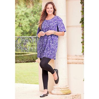 Catherines Women's Plus Size Petite Easy Fit Short Sleeve Scoopneck Tunic