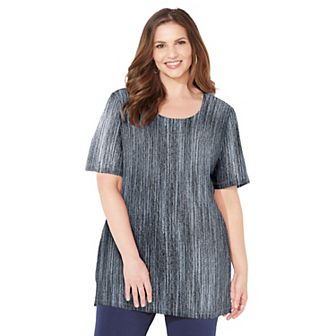 Catherines Women's Plus Size Petite Easy Fit Short Sleeve Scoopneck Tunic