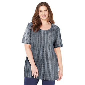 Catherines Women's Plus Size Petite Easy Fit Short Sleeve Scoopneck Tunic