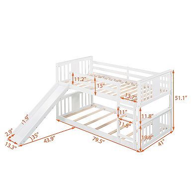 Merax Twin Over Twin Bunk Bed With Slide And Ladder