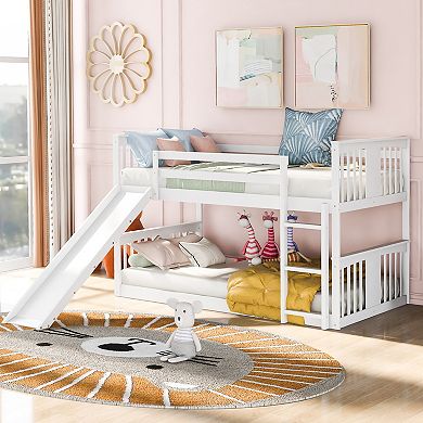 Merax Twin Over Twin Bunk Bed With Slide And Ladder