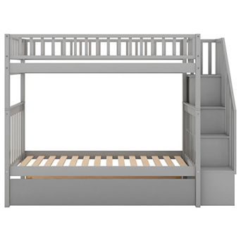 Merax Bunk Bed With Trundle And Storage