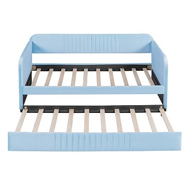 Merax Upholstered Twin Size Daybed Sofa Bed with Trundle Bed