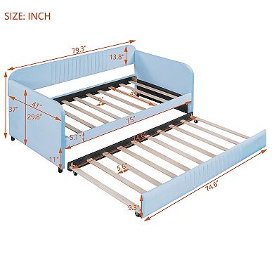 Merax Upholstered Twin Size Daybed Sofa Bed with Trundle Bed