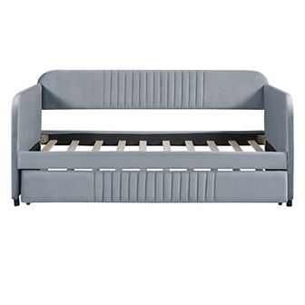 Merax Upholstered Twin Size Daybed Sofa Bed with Trundle Bed