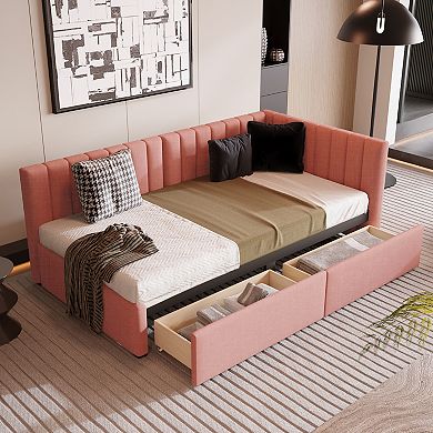 Merax Upholstered Daybed With 2 Storage Drawers