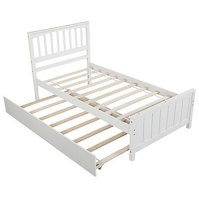 Merax Platform Bed With Trundle