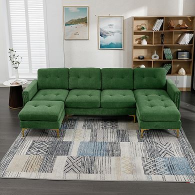 Merax L-shape Convertible Sectional Sofa Couch With Movable Ottoman