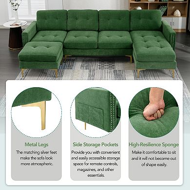 Merax L-shape Convertible Sectional Sofa Couch With Movable Ottoman