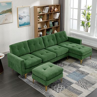 Merax L-shape Convertible Sectional Sofa Couch With Movable Ottoman