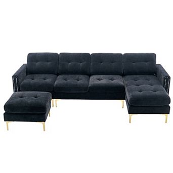 Merax L-shape Convertible Sectional Sofa Couch With Movable Ottoman
