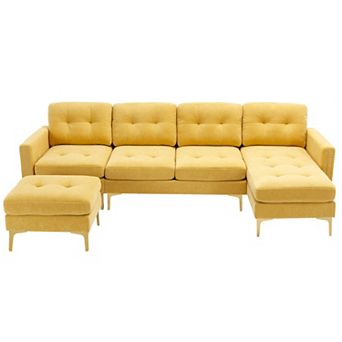 Merax L-shape Convertible Sectional Sofa Couch With Movable Ottoman