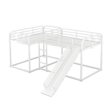 Merax L-shaped Bunk Bed With Slide And Short Ladder