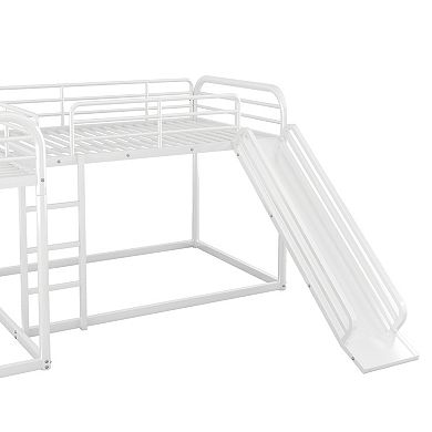 Merax L-shaped Bunk Bed With Slide And Short Ladder