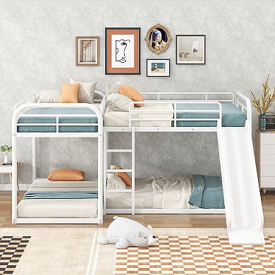 Merax L-shaped Bunk Bed With Slide And Short Ladder