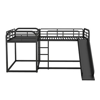 Merax L-shaped Bunk Bed With Slide And Short Ladder