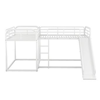 Merax L-shaped Bunk Bed With Slide And Short Ladder