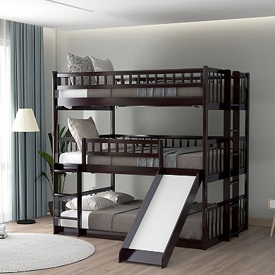 Merax Triple Bunk Bed With Built-in Ladder And Slide