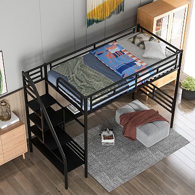 Merax Metal Loft Bed Frame With Desk