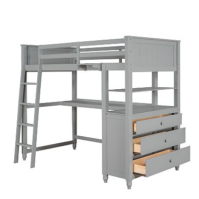 Merax Loft Bed With Drawers And Desk