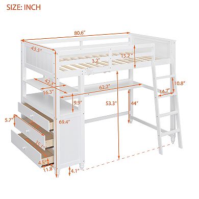 Merax Loft Bed With Drawers And Desk