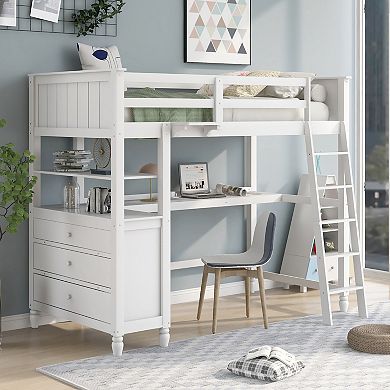 Merax Loft Bed With Drawers And Desk