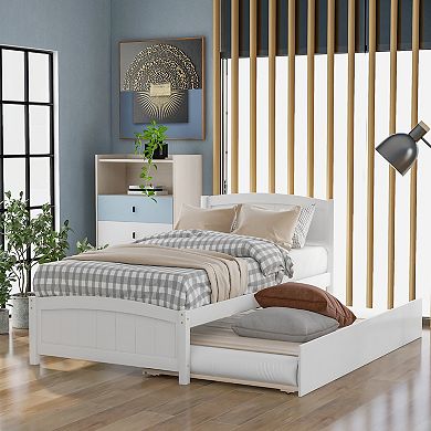 Merax Platform Bed With Trundle