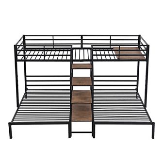 Merax Triple Bunk Bed With Storage Shelves Staircase