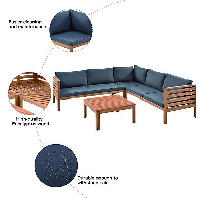 Merax Wood Structure Outdoor Sofa Set