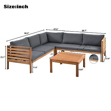 Merax Wood Structure Outdoor Sofa Set