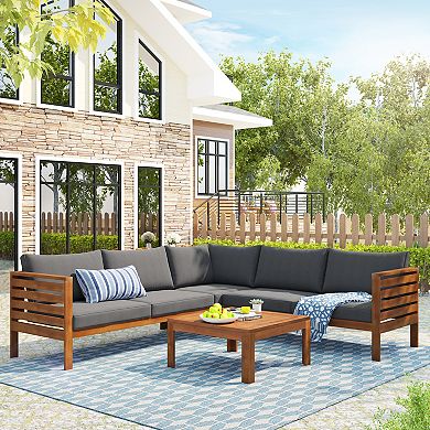Merax Wood Structure Outdoor Sofa Set