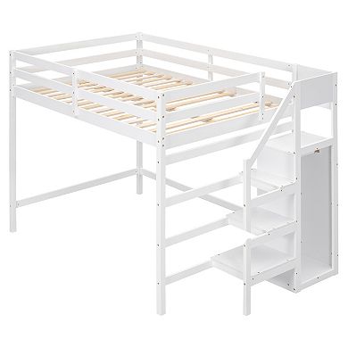 Merax Loft Bed With Built-in Storage Wardrobe And Staircase