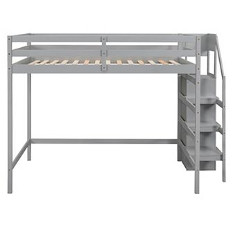 Merax Loft Bed With Built-in Storage Wardrobe And Staircase