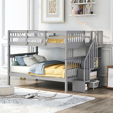 Merax Stairway Full-over-full Bunk Bed With Storage And Guard Rail For Bedroom