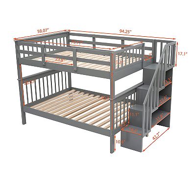 Merax Stairway Full-over-full Bunk Bed With Storage And Guard Rail For Bedroom
