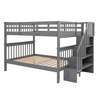 Merax Stairway Full-over-full Bunk Bed With Storage And Guard Rail For Bedroom