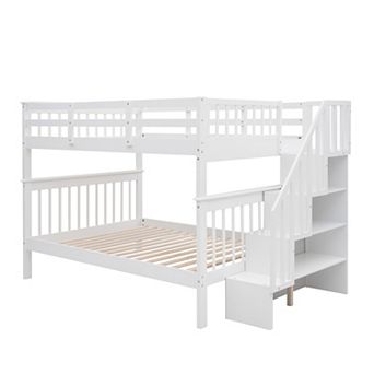Merax Stairway Full-over-full Bunk Bed With Storage And Guard Rail For Bedroom
