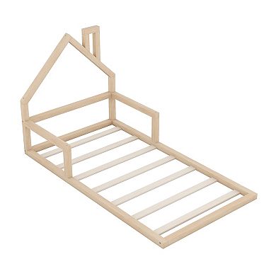 Merax Wood Floor Platform Bed With House-shaped Headboard