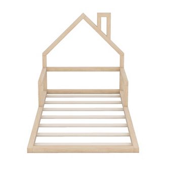 Merax Wood Floor Platform Bed With House-shaped Headboard