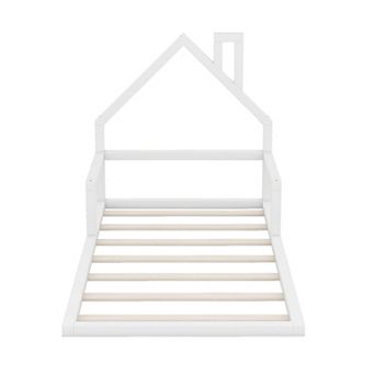 Merax Wood Floor Platform Bed With House-shaped Headboard