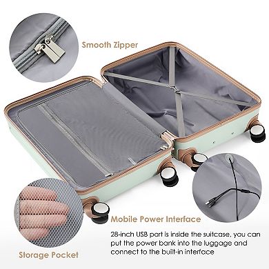 Merax Luggage Sets 3 Piece, Front Opening Design Airline Certified Carry On Luggage Set