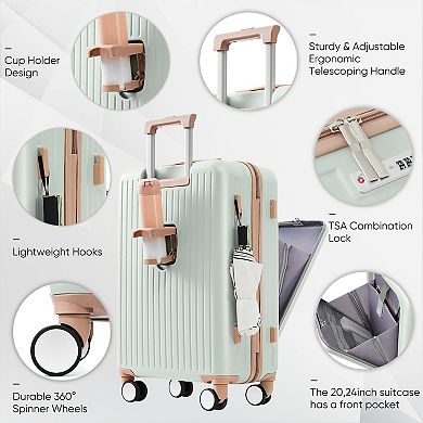 Merax Luggage Sets 3 Piece, Front Opening Design Airline Certified Carry On Luggage Set